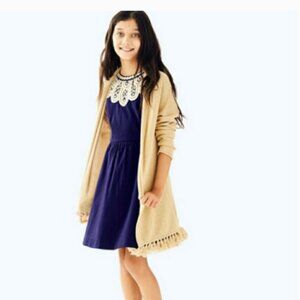Lilly Pulitzer girls mini Tatum cardigan in gold size Large (8-10) tassel fringe